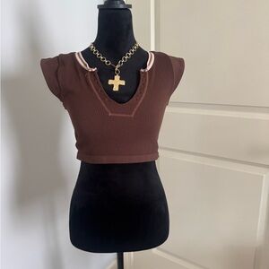 Urban Outfitters Red and White Polo Crop Tank Top